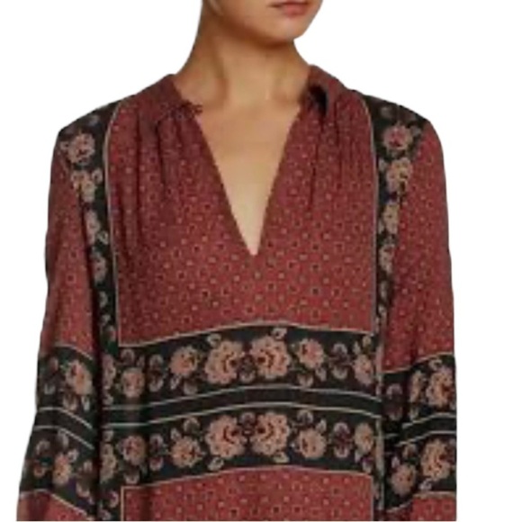 Free People boho floral print bell sleeves  tunic size small - Picture 2 of 7